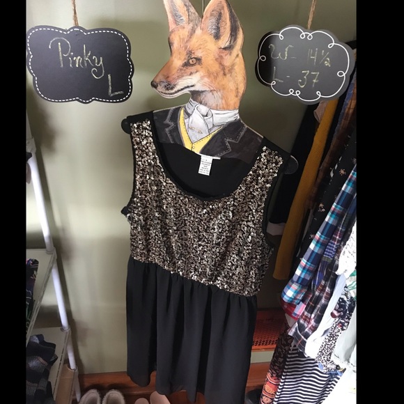 Black and Gold Sequin Sleeveless Dress - Picture 7 of 8